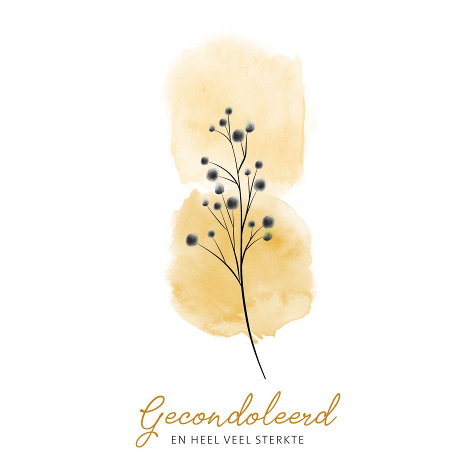Kaart Condoleance  Aquarel Yellow